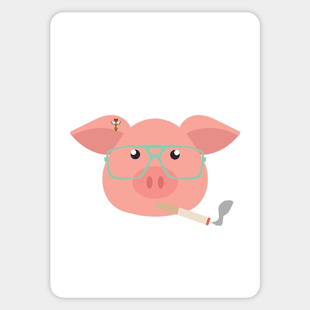PIG. Smokin Sticker by BellyMen